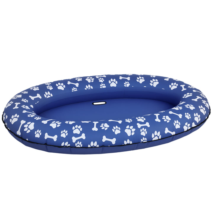 Oppustelig hundebåd, foldbar flydende vandmåtte med håndtag til hunde op til 40 kg, 155x104x25 cm, blå