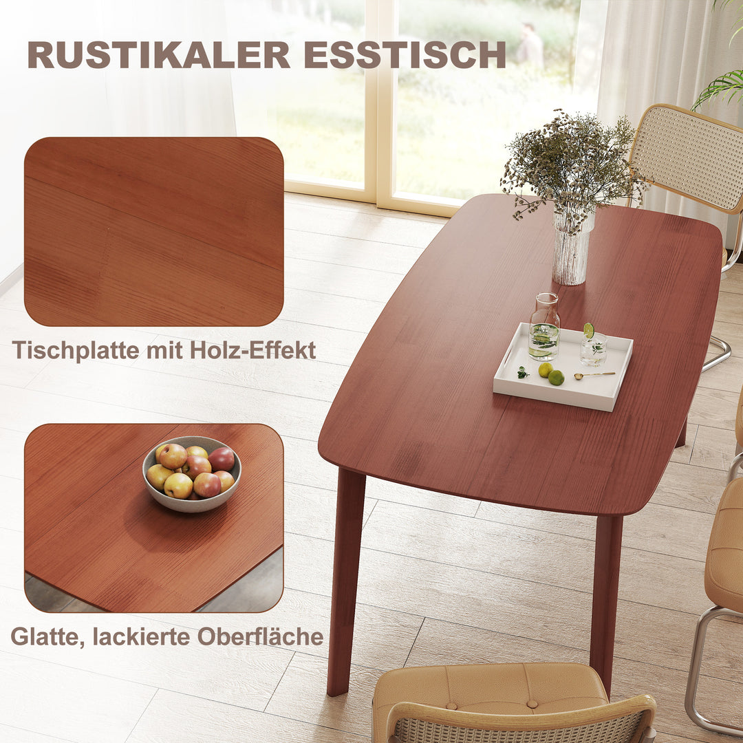 Spisebord, landlig stil, lakeret overflade, træ, 150 x 80 cm, brun