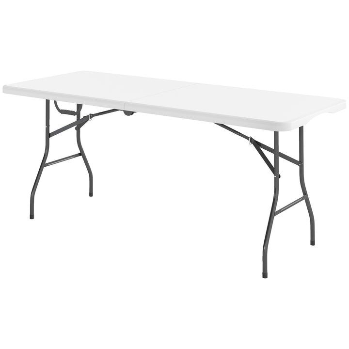 Klapbord, foldbart campingbord, metal, plastik, picnicbord, hvidt