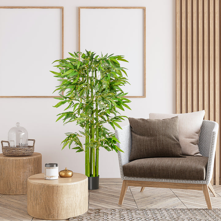 Stor kunstig bambus, 160 cm, kunstig plante, kunstige plastikplanter i en potte, falsk plante der ser ægte ud, til stue, soveværelse, kontor, have, moderne dekoration, gave
