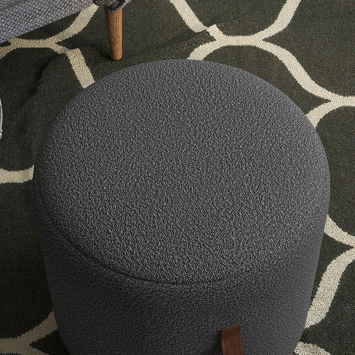 Skammel, fodskammel i moderne design, mørkegrå + brun