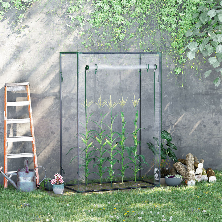Drivhus, væksthus, tomathus, kold ramme med rulleport, stål, plastik, transparent, 100x50x150cm