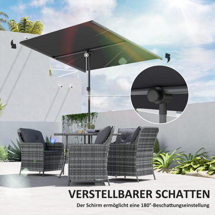 Parasol 180 graders drejelig højdejusterbar haveparasol med aluminiumsstang 150x205cm mørkegrå