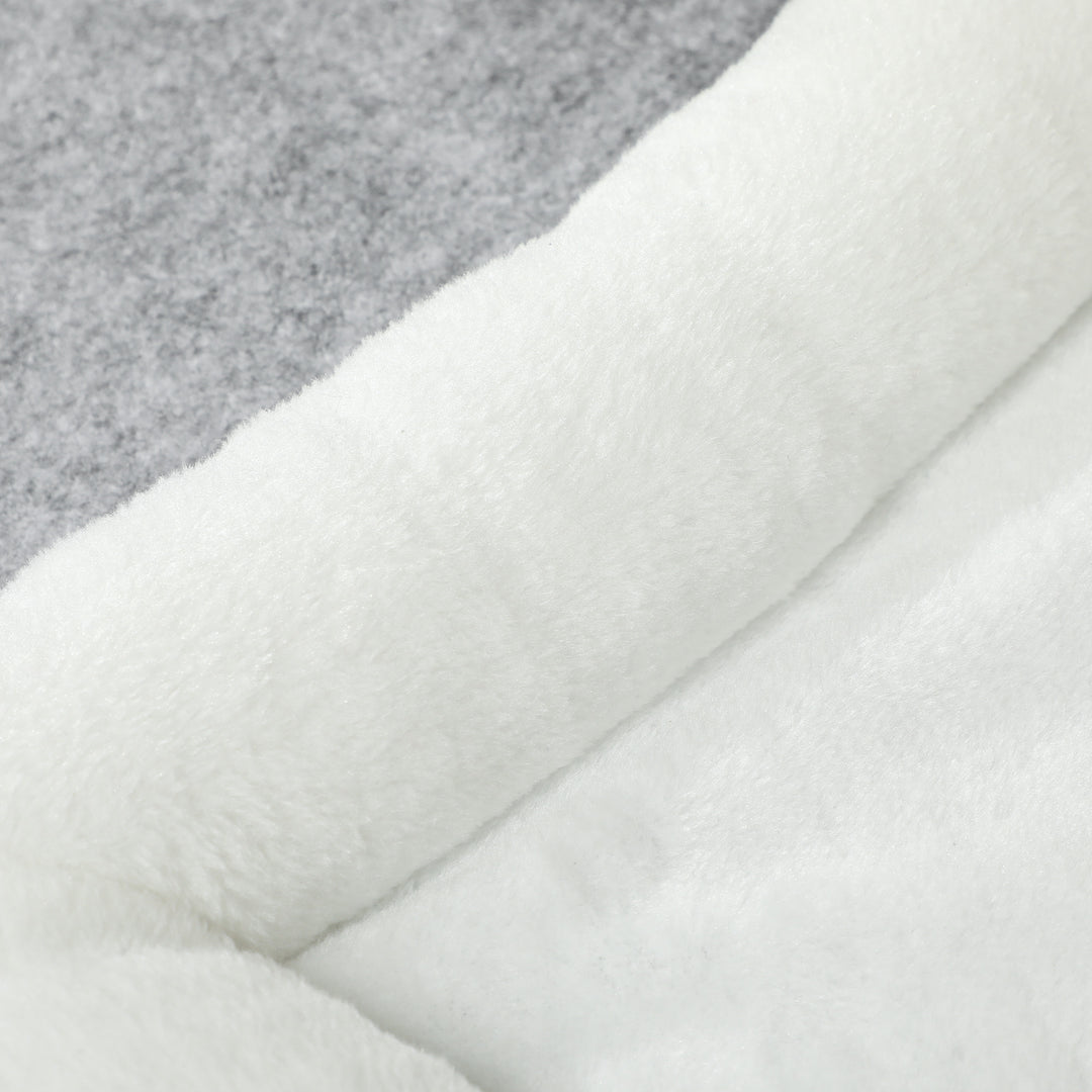 Kattehus med 2 kattehuler, nem montering, plys, 74 x 37,5 x 78,5 cm, grå/cremehvid