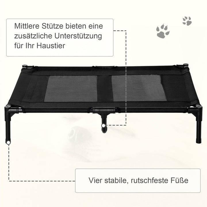 Hundeseng, udendørs hundeseng, sammenklappelig, åndbar, sort