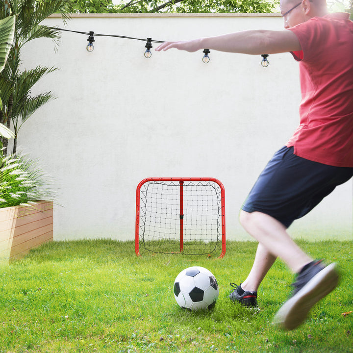 Fodbold reboundernet, foldbart, rebound wall, justerbar i 5 niveauer, metal, 78 x 84 x 65-78 cm, rød