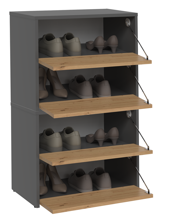 Moderne skoskab uden greb, 4 niveauer