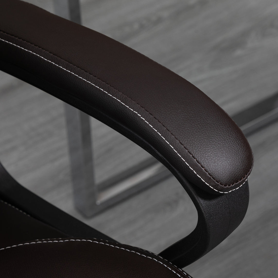 Kontorstol med massagefunktion, højdejusterbar lederstol, ergonomisk drejestol, 6 vibrationspunkter, brun