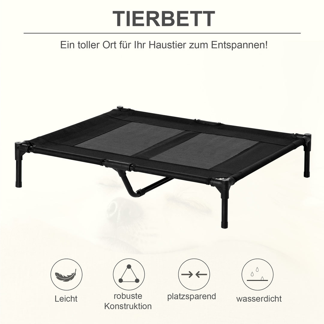 Hundeseng, udendørs hundeseng, sammenklappelig, åndbar, sort