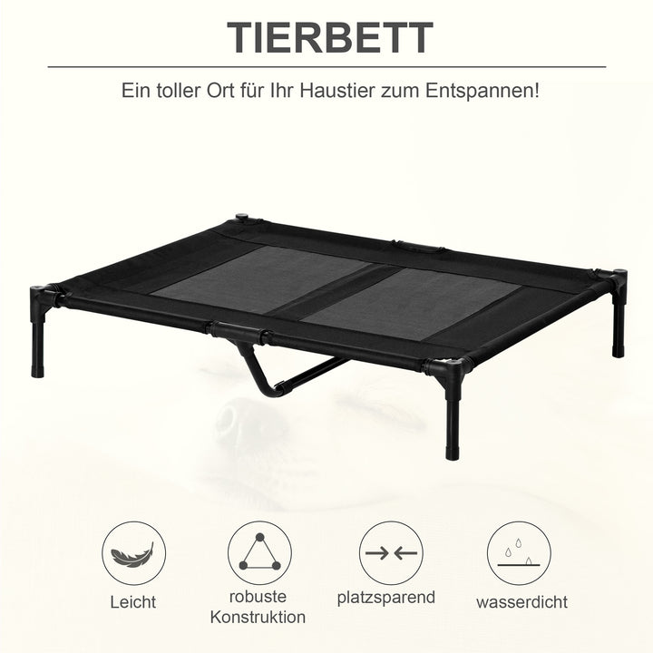 Hundeseng, udendørs hundeseng, sammenklappelig, åndbar, sort
