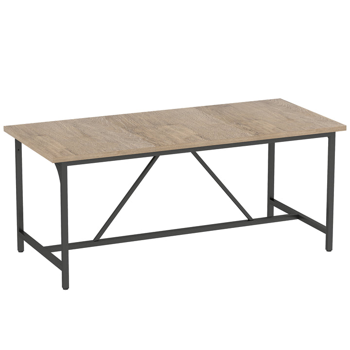 Spisebord til 6-8 personer. Moderne rektangulært køkkenbord med trælook, 180 x 80 x 75,5 cm, naturfarvet.