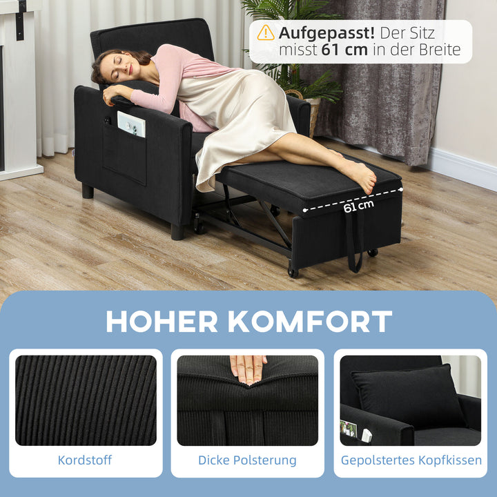 Lænestol, justerbar, 3 positioner, fløjlsbetræk, op til 120 kg, sort