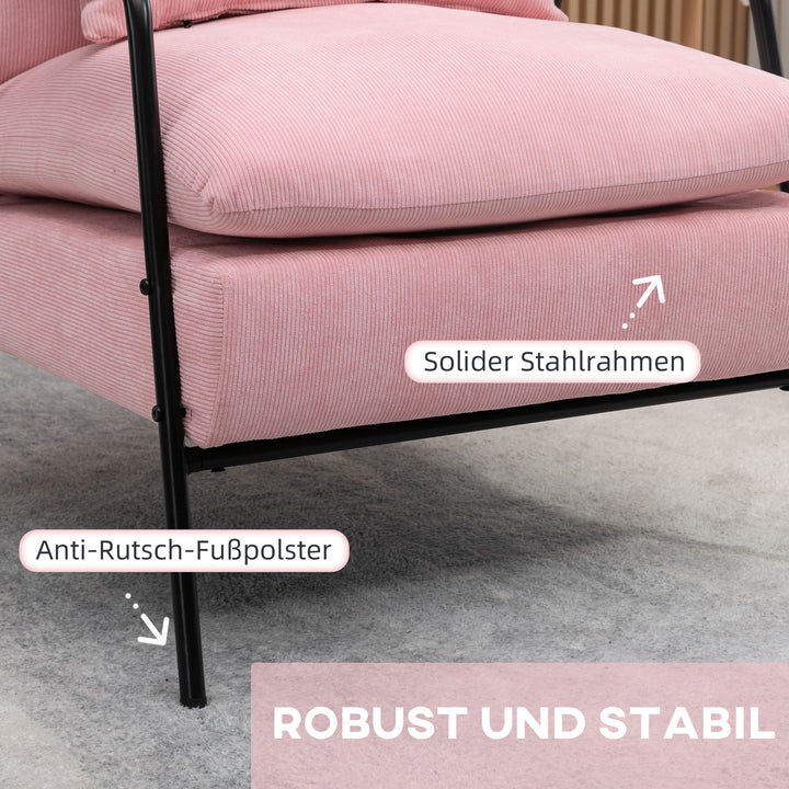 Lænestol med fodskammel, inklusive hynde, 68 cm x 91,5 cm x 88 cm, pink