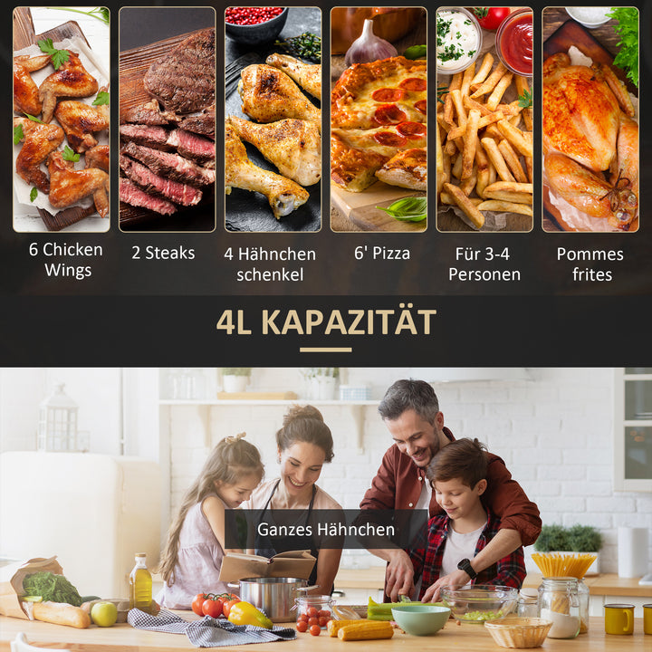 4L airfryer, 12 programmer, 80-200°c temperatur, non-stick belægning, sort