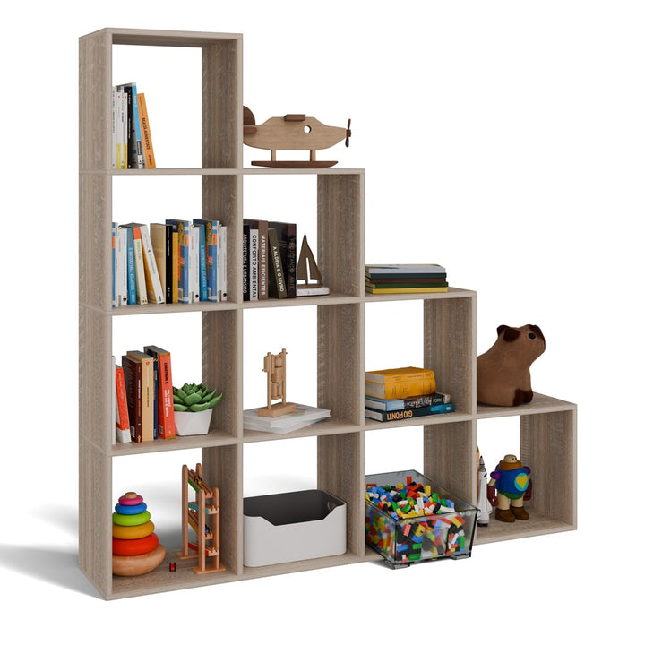 Moderne rumdeler / trappereol, Højde: 153 cm Bredde: 153 cm Dybde: 30 cm Rumstørrelse: 36 x 36 cm