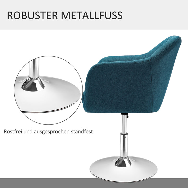 Drejestol, hørlignende polyester, metal, 60 x 60 x 79-91 cm, blå