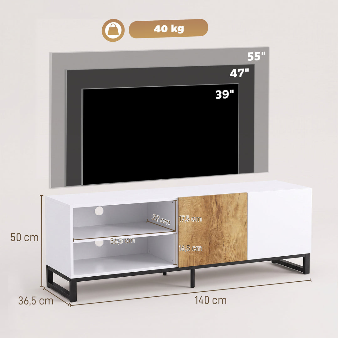 TV-skab til fjernsyn op til 55 tommer, moderne TV-lavbord, hvid