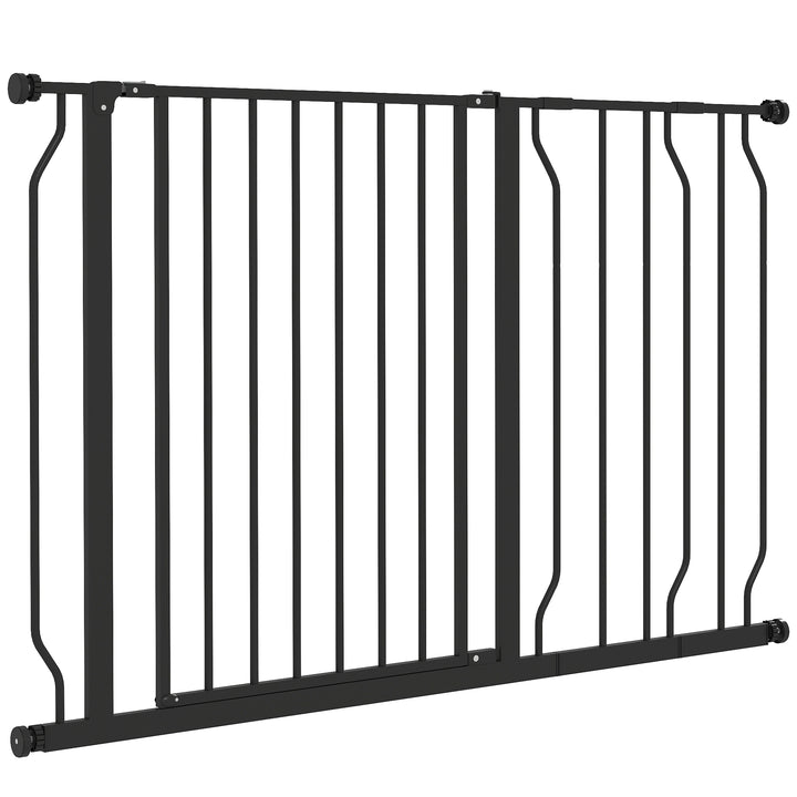 Hundegitter, klemmemontering, justerbar længde, stål/abs, 75-115 x 76 cm, sort
