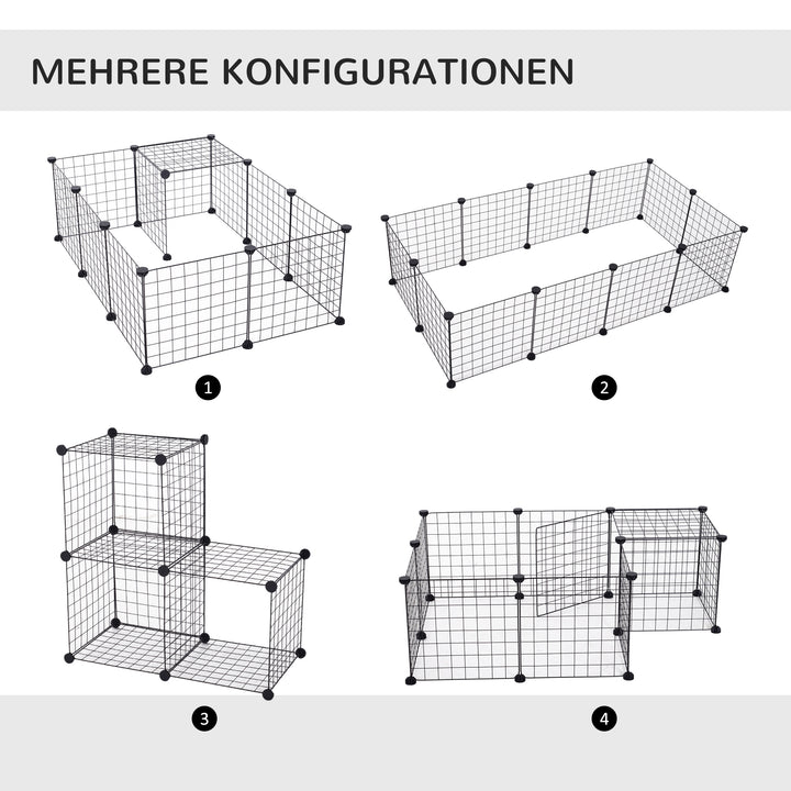 Trådindhegning, udendørs indhegning, løbegård til små dyr, kravlegård, bur til små dyr, metalgitter, fleksibel, formbar, sort, 106 x 73 x 36 cm