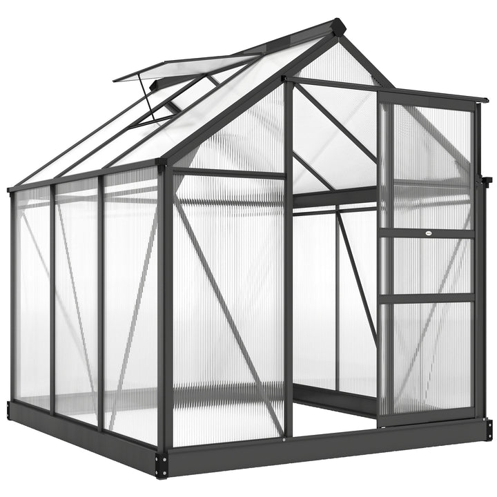 Aluminiumsdrivhus 3,65m² 190x192x201cm med fundament, tagvindue, skydedør, 4 mm paneler, UV-bestandig