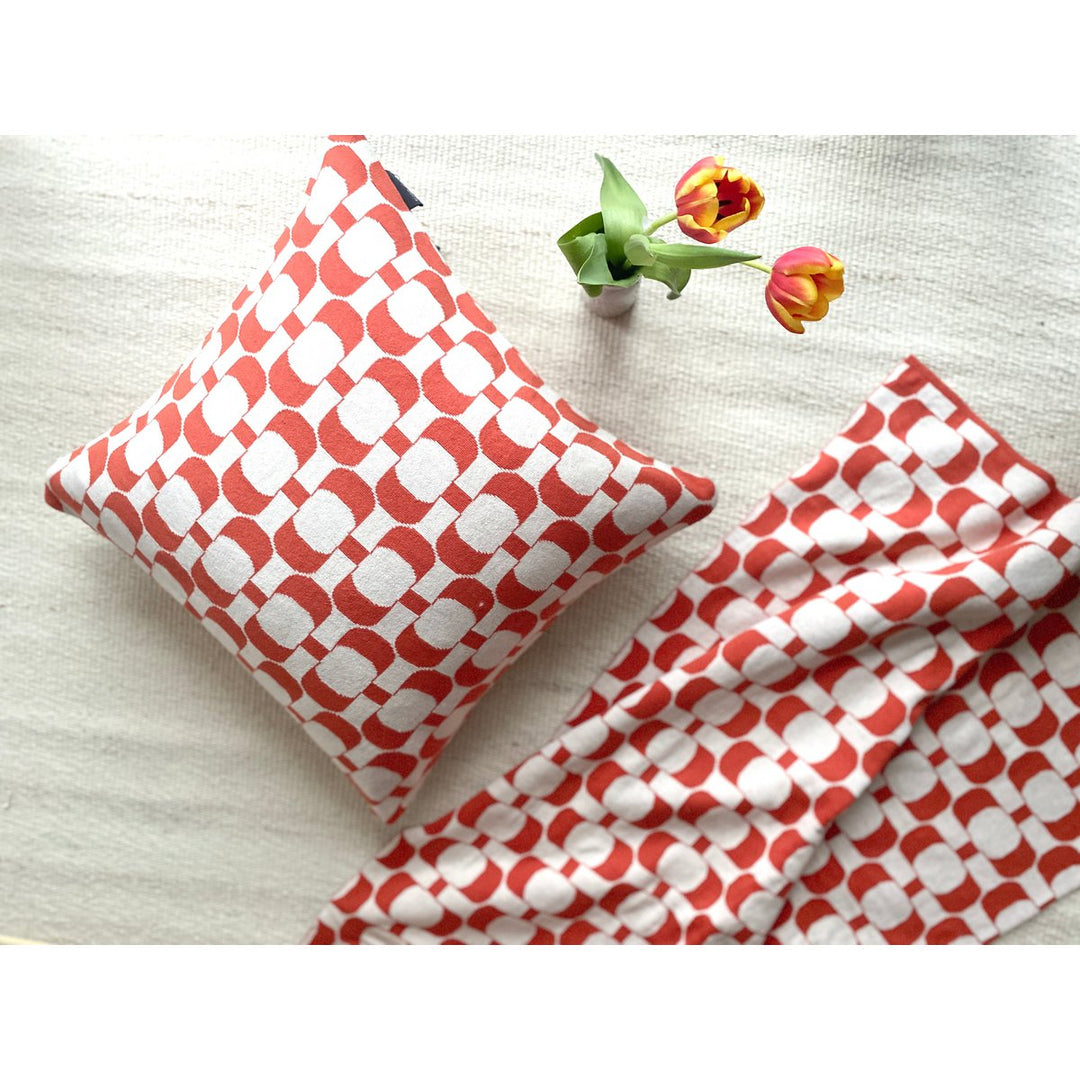 Edith Pillow-Cover Melon, Soft Jacquard strikket bomuld