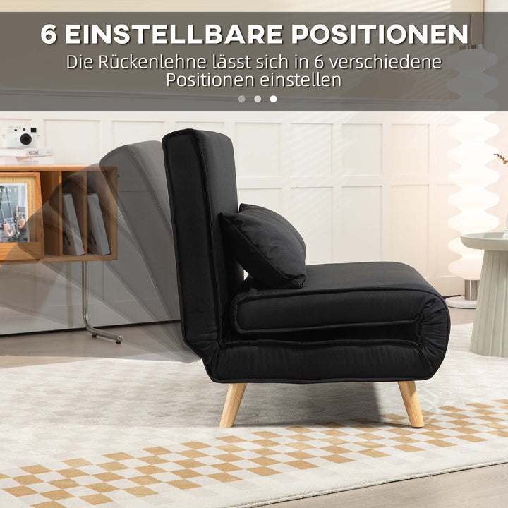 Lænestol med liggefunktion, til 1 person, moderne design, op til 120 kg, 94x78x80cm, sort