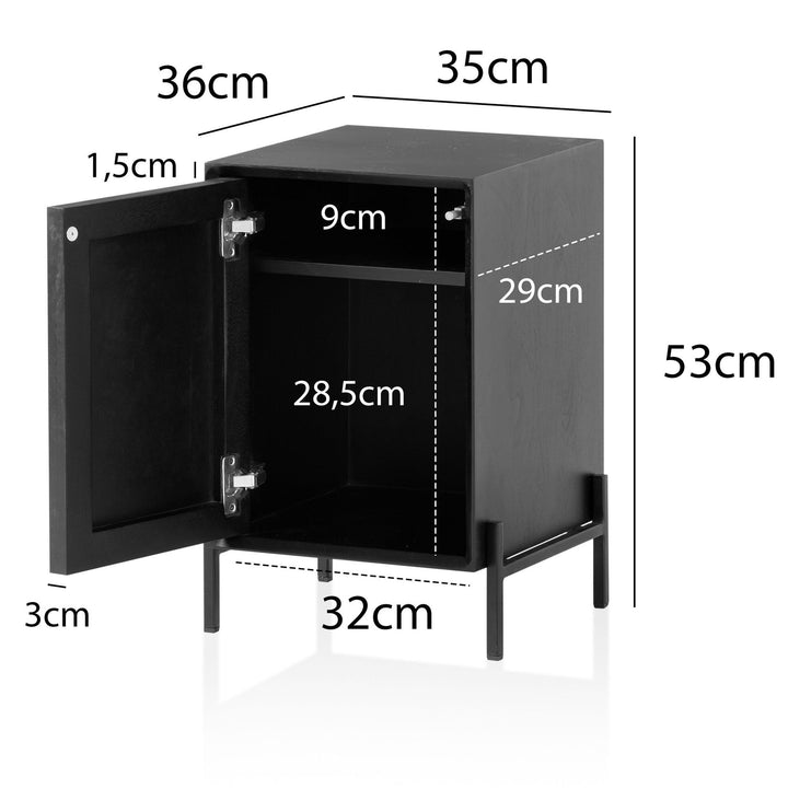 Sengebord i steen-look, massivt træ/sten-look, 35x53x36cm, sort og antracit