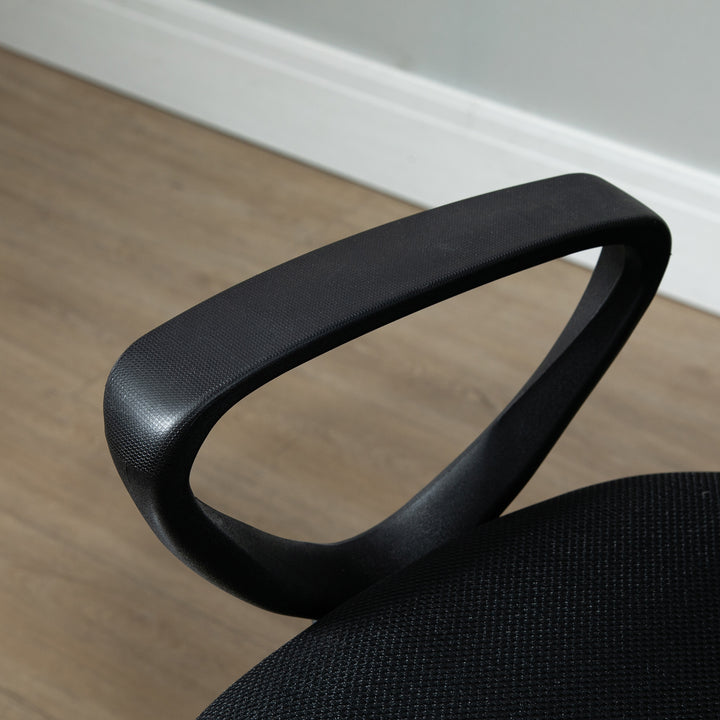 Ergonomisk kontorstol med armlæn og justerbar fodring, højdejusterbar drejestol med netpolstring, sort