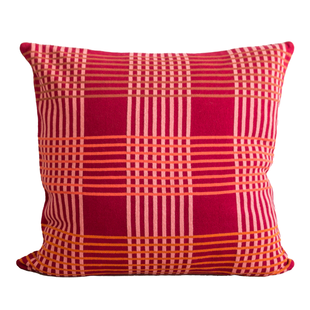 Ruth Pillow Rød, blød jacquardstrikket bomuld