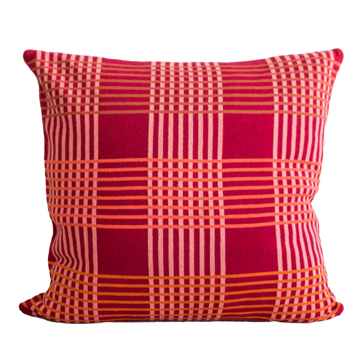 Ruth Pillow Rød, blød jacquardstrikket bomuld
