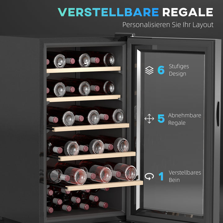Vinkøler til 41 vinflasker, 91 liters kapacitet, drikkevarekøler med led-display, touchskærm, sort
