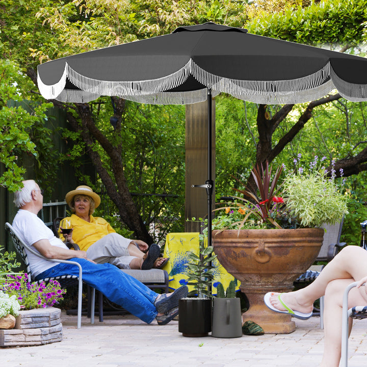 Parasol ø269 cm, uv-beskyttelsesparasol ottekantet balkonparasol solbeskyttelse til haven, mørkegrå