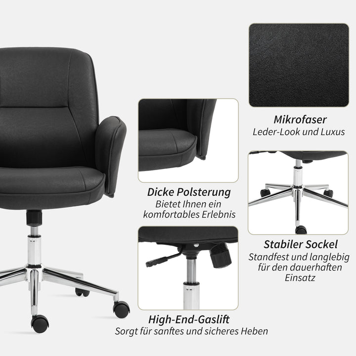 Kontorstol, højdejusterbar, åndbart betræk, gyngefunktion, op til 120 kg, sort