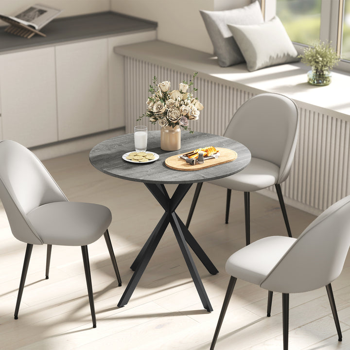 Rundt køkkenbord, 80 cm, kompakt bordplade, spånplade, metal, grå
