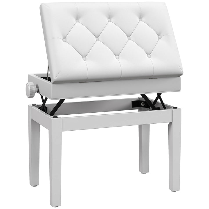 Højdejusterbar klaverbænk med opbevaringsplads, 54,5x33x48-58cm, hvid