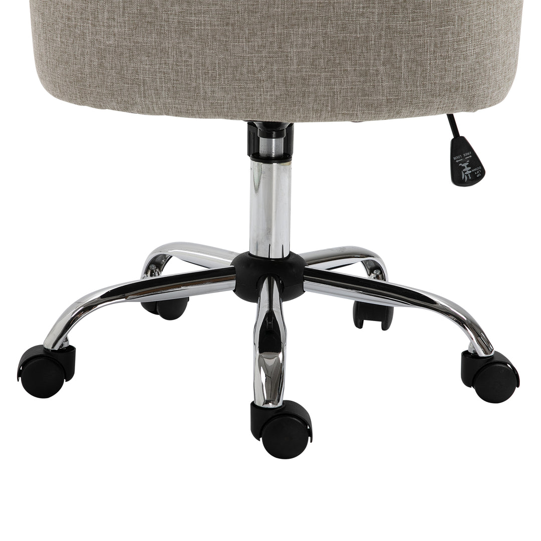 Drejestol med hjul polstret executive-stol 360° drejelig 150 kg belastningsevne højdejusterbar hørmetal lysegrå 54 x 65,5 x (84-91) cm