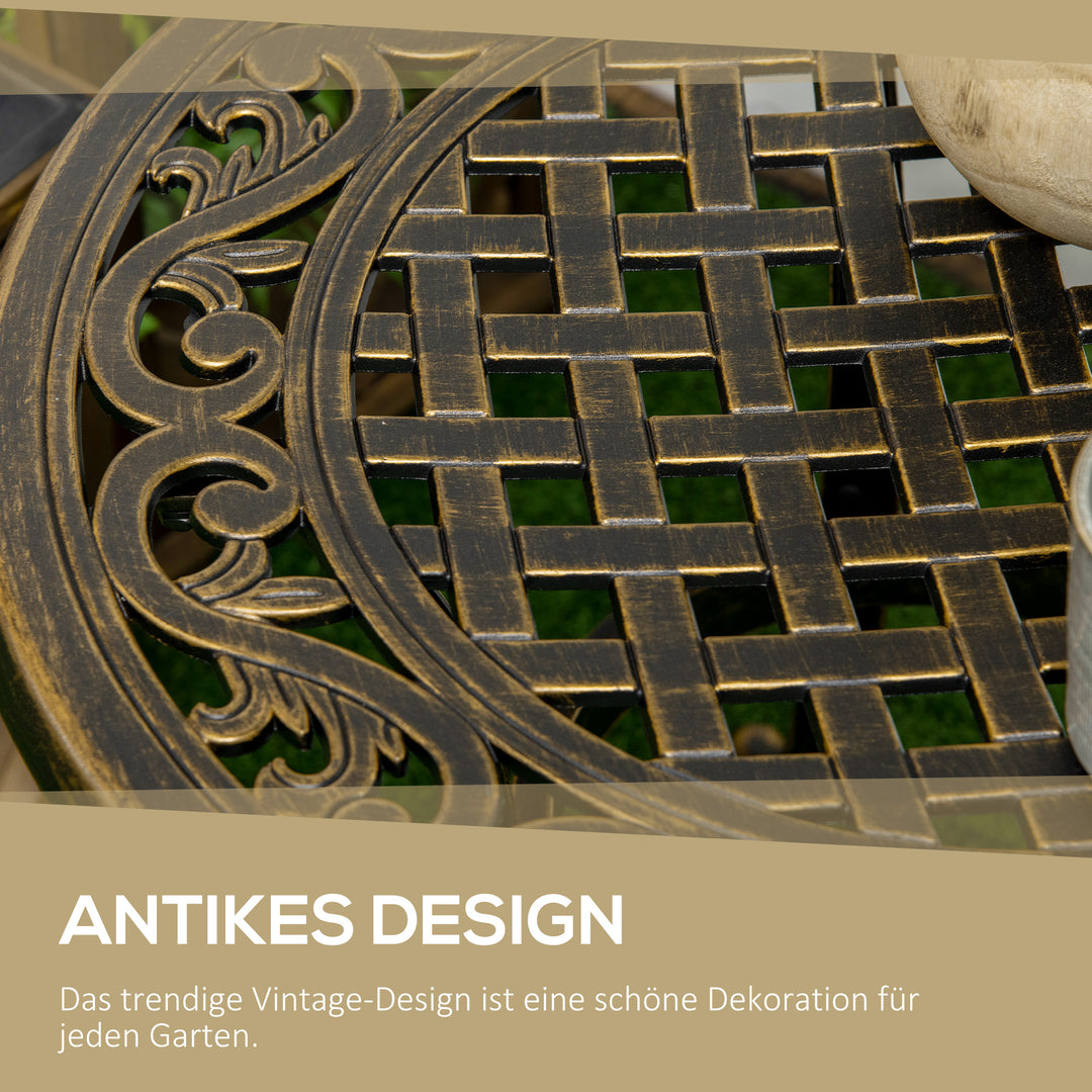 Sidebord til haven, vejrbestandigt havebord med støbt aluminiumsstel, lasteevne ca. 60 kg, Ø60x52,5H cm