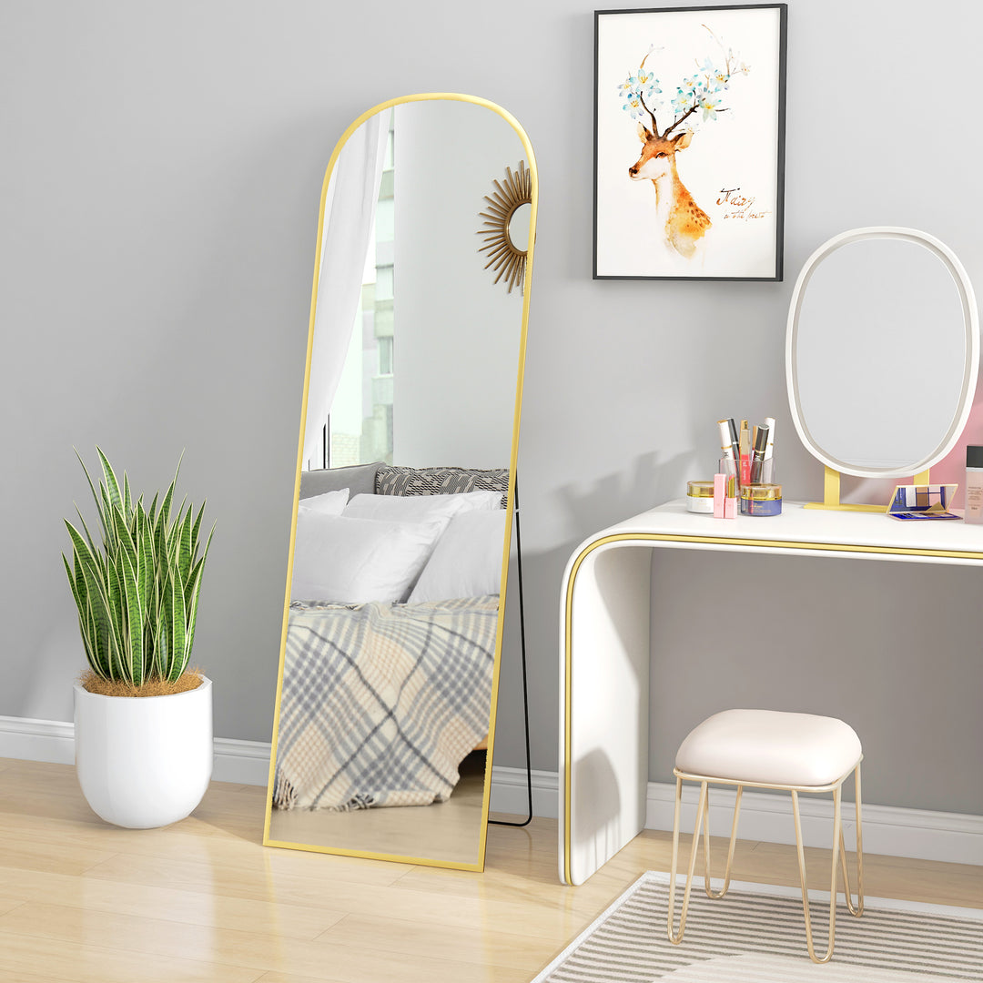 Stående spejl, helfigursspejl, stort spejl, moderne design, 50 cm x 1,5 cm x 161,5 cm, guld