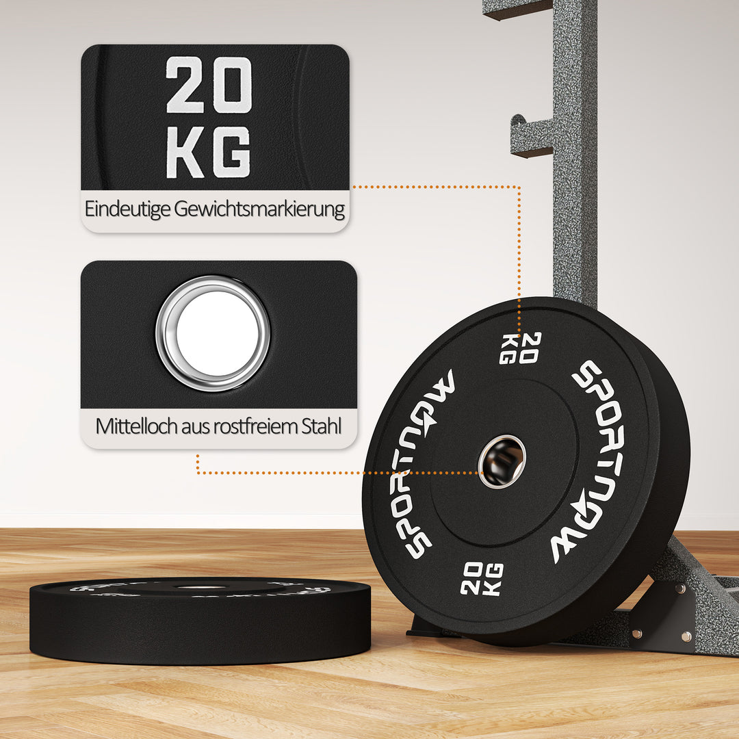 Vægtskiver, 2 x 20 kg, olympisk standard, gummi, støjsvag, sort