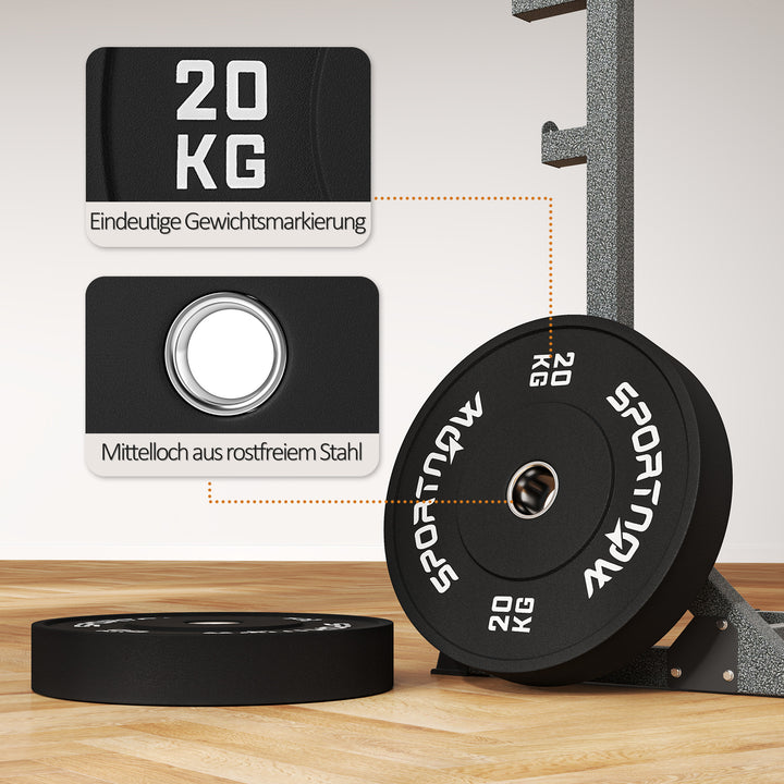 Vægtskiver, 2 x 20 kg, olympisk standard, gummi, støjsvag, sort