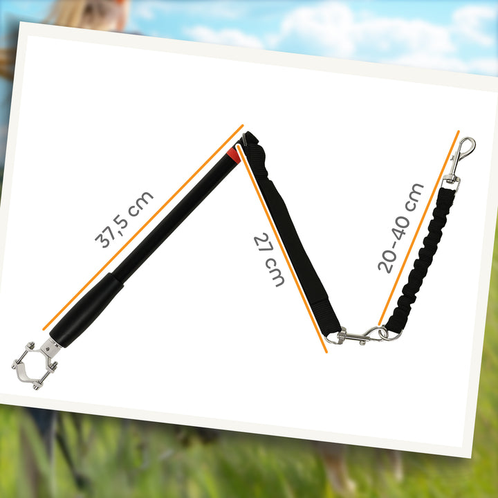 Hundesnor til cykler, elastisk reb, stålrør, 124 cm, sort