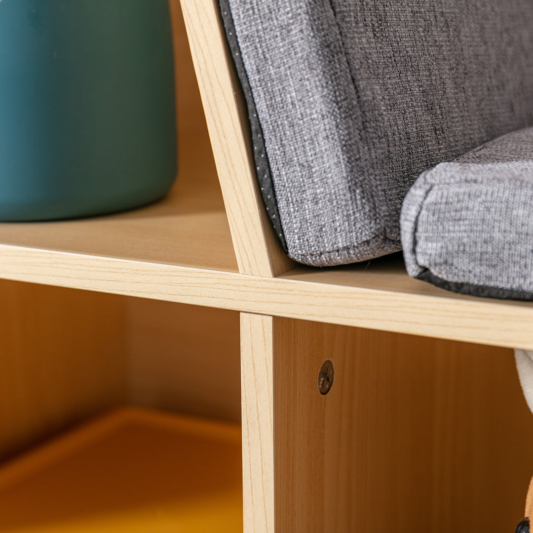 2-i-1 børnehylde + bænk inkl. hynde 103 cm × 30 cm × 62 cm hvid + grå