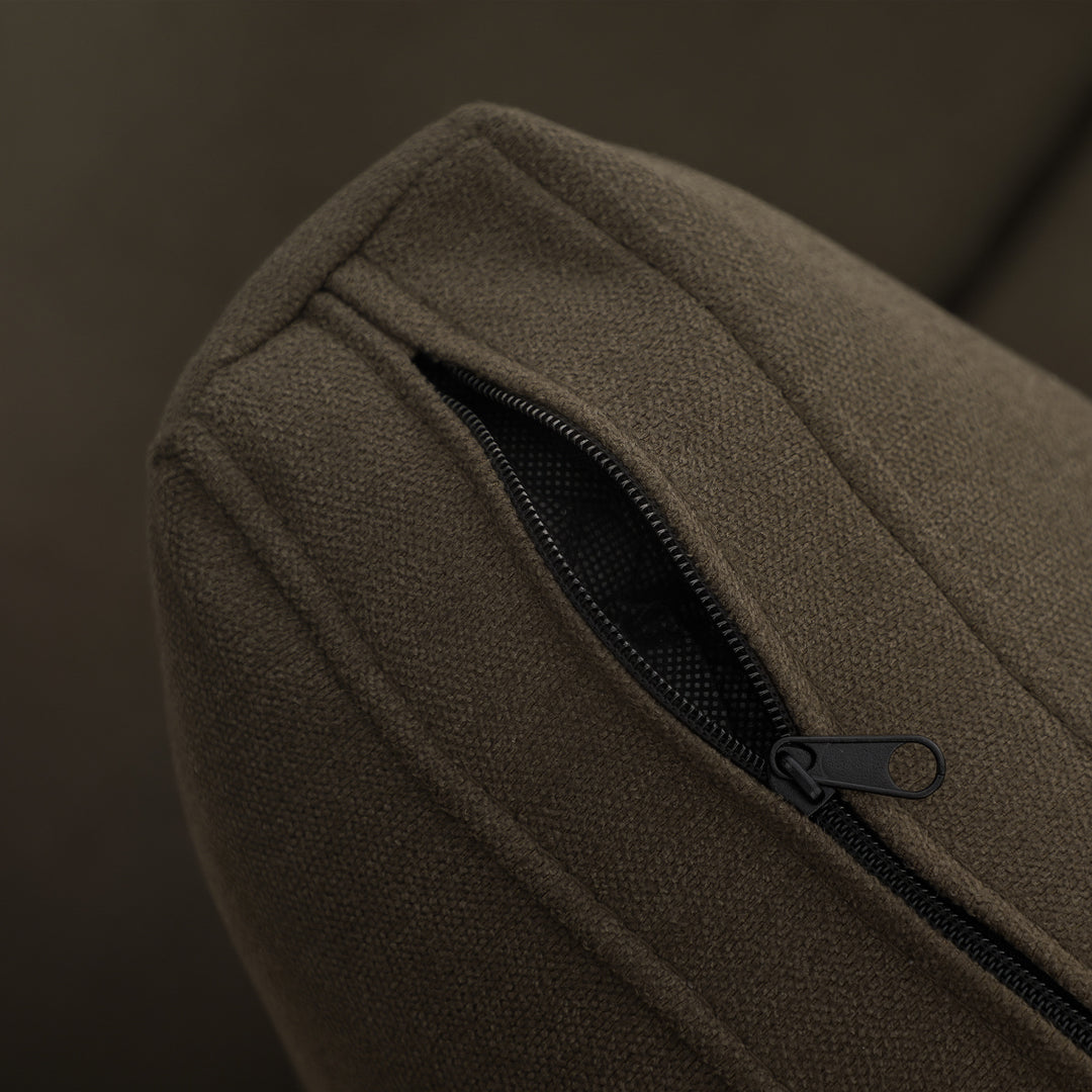 To-personers sofa med opbevaring, fløjlsbetrukket sofa med ryghynder til stue, soveværelse, kontor, brun