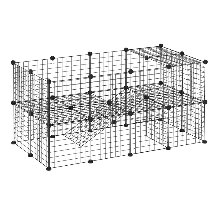 Udendørs indhegning legegård diy hvalpe legegård netindhegning til små dyr lavet af metal net barrieregitter små kæledyr legegård til indendørs 36 paneler sort 146 x 73 x 73 cm