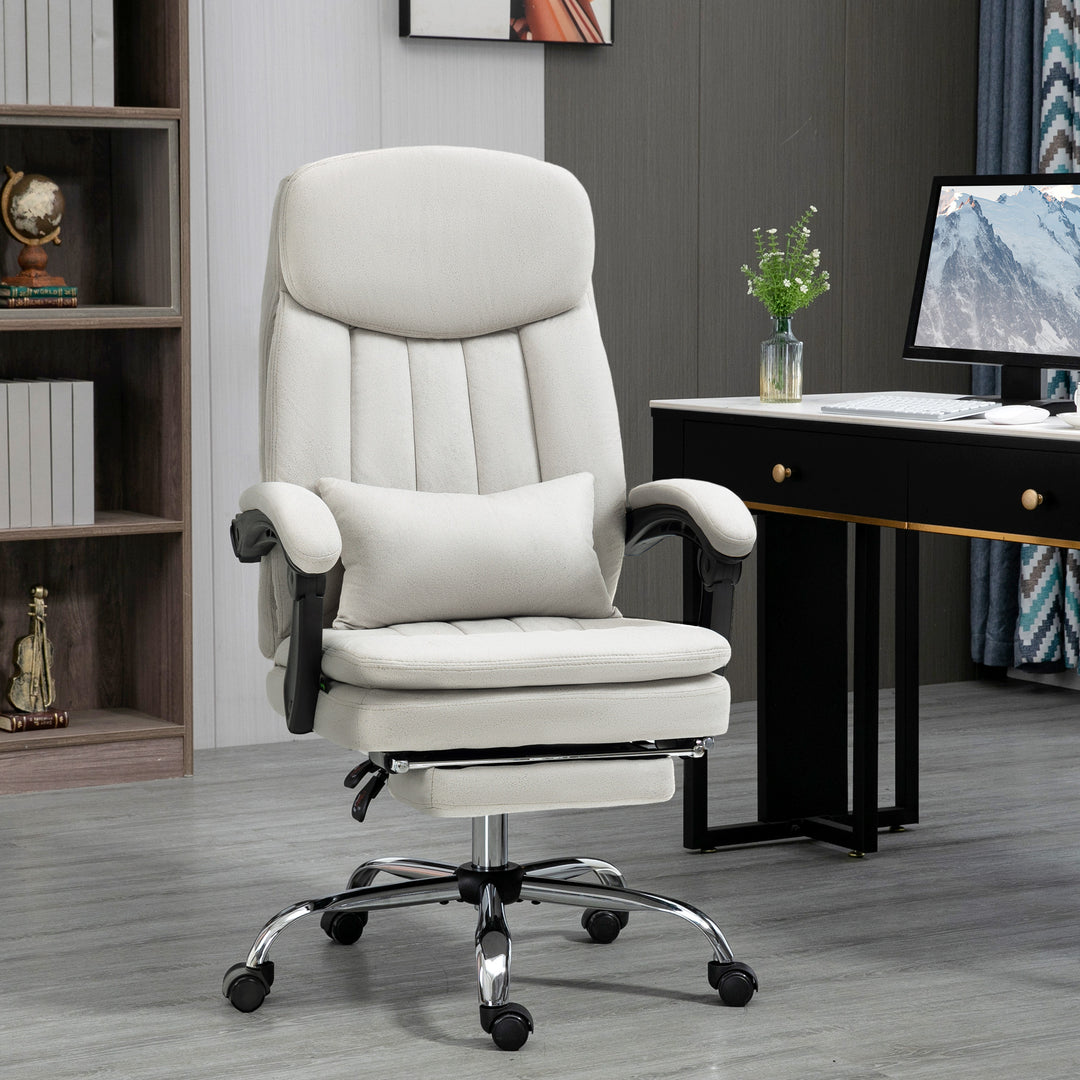 Kontorstol med massage- og varmefunktion, ergonomisk, 66x67x110-118cm, cremehvid