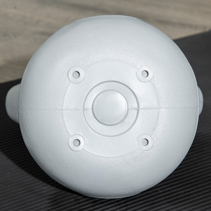 Kettlebell, 12 kg, flad bund, stort håndtag, plastbelægning, blå, 24 x 17 x 28 cm