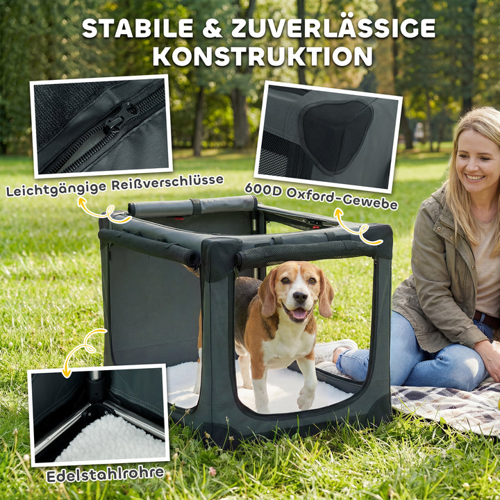 Sammenklappelig hundebur, hundetransportkasse med aftagelig og vaskbar hynde, Oxford-stofbetræk, til hunde op til 20 kg, armygrøn