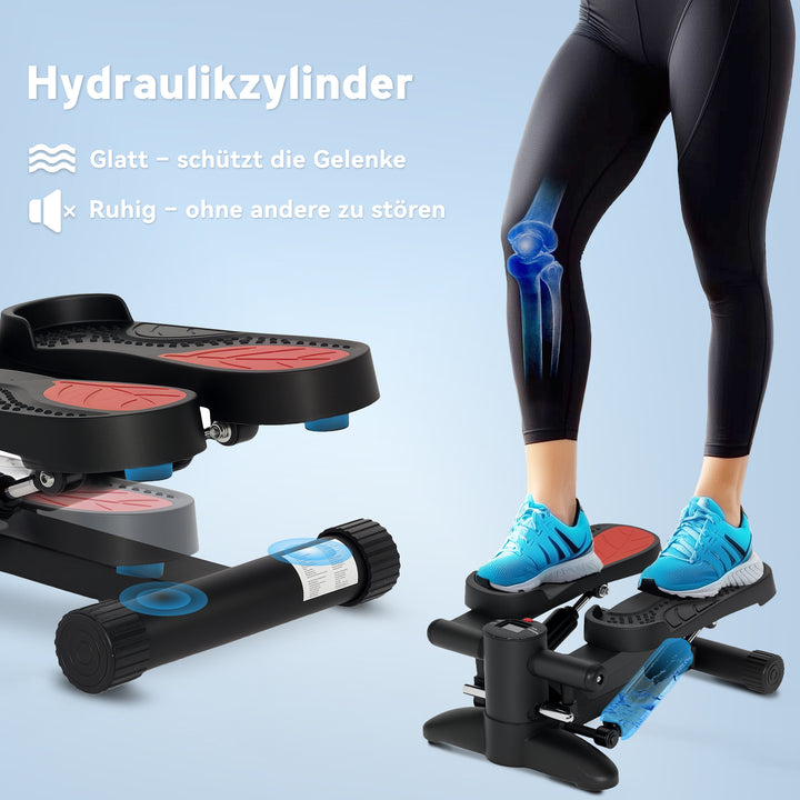 Mini Stepper, Kompakt Stepper-enhed til Træning, Fitness Stepper med LCD-skærm og Skridsikre Pedaler, Sort