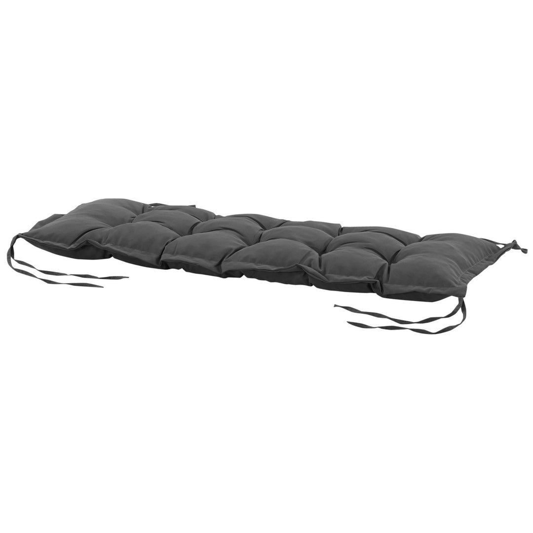 Sædehynde 100x40 cm, stolehynde med bånd, 10 cm tyk, polstret hynde, mørkegrå