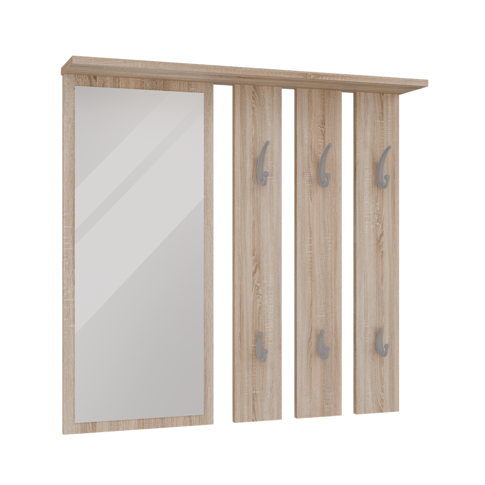 Knagerække med hylde og spejl